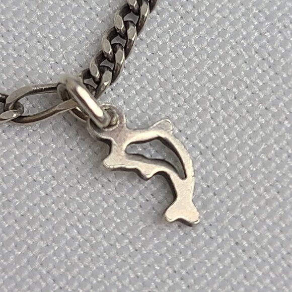 925 Sterling Silver Dolphin Chain Link Bracelet - Picture 3 of 7